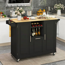 Load image into Gallery viewer, Rolling Kitchen Island Cart with Drop-Leaf Countertop ad Towel Bar-Black
