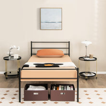 Load image into Gallery viewer, Twin Size Metal Bed Frame Platform with Headboard-Black
