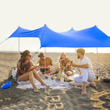 Load image into Gallery viewer, 7 x 7 Feet Family Beach Tent Canopy Sunshade with 4 Poles-Blue
