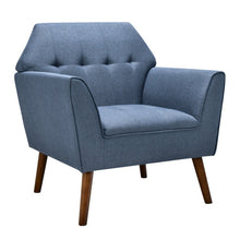 Load image into Gallery viewer, Modern Tufted Fabric Accent Chair with Rubber Wood Legs-Blue
