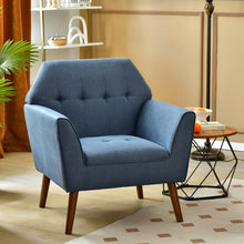 Load image into Gallery viewer, Modern Tufted Fabric Accent Chair with Rubber Wood Legs-Blue

