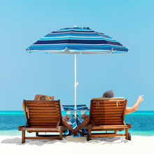 Load image into Gallery viewer, 6.5 Feet Patio Beach Umbrella with Cup Holder Table and Sandbag-Blue
