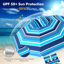 Load image into Gallery viewer, 6.5 Feet Patio Beach Umbrella with Cup Holder Table and Sandbag-Blue
