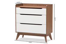 Load image into Gallery viewer, Baxton Studio Brighton Mid-Century Modern White and Walnut Wood 3-Drawer Storage Chest
