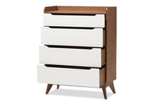 Load image into Gallery viewer, Baxton Studio Brighton Mid-Century Modern White and Walnut Wood 4-Drawer Storage Chest
