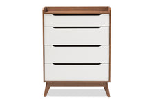 Load image into Gallery viewer, Baxton Studio Brighton Mid-Century Modern White and Walnut Wood 4-Drawer Storage Chest
