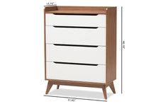 Load image into Gallery viewer, Baxton Studio Brighton Mid-Century Modern White and Walnut Wood 4-Drawer Storage Chest

