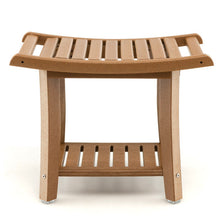 Load image into Gallery viewer, Waterproof Bath Stool with Curved Seat and Storage Shelf-Brown
