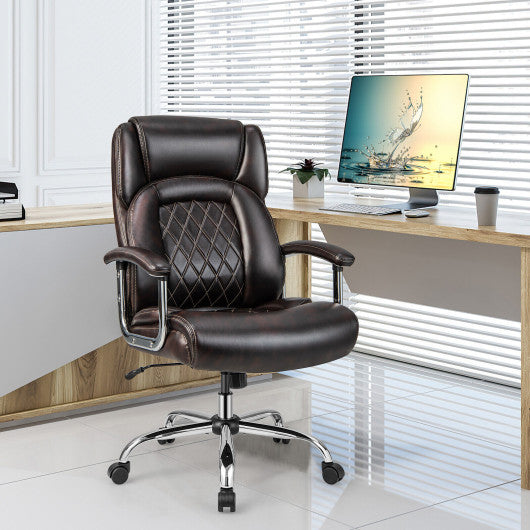 500 LBS Height Adjustable Extra Wide Office Chair-Brown