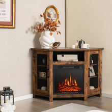 Load image into Gallery viewer, Corner TV Stand with 18 Inch Electric Fireplace for TVs up to 50 Inch-Rustic Brown
