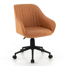 Load image into Gallery viewer, Modern Home Office Chair with Curved Backrest and Comfortable Armrests-Brown
