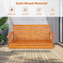 Load image into Gallery viewer, 2-Person Wooden Porch Swing with Hanging Chains for Garden Yard-Natural
