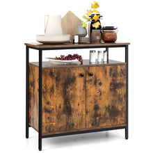 Load image into Gallery viewer, 2-Door Buffet Cabinet with Shelves and Cable Management Holes-Rustic Brown
