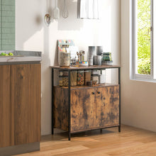 Load image into Gallery viewer, 2-Door Buffet Cabinet with Shelves and Cable Management Holes-Rustic Brown
