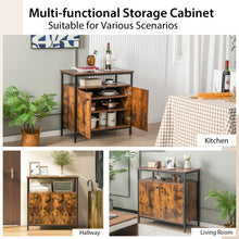 Load image into Gallery viewer, 2-Door Buffet Cabinet with Shelves and Cable Management Holes-Rustic Brown
