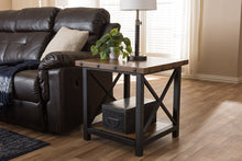Load image into Gallery viewer, Baxton Studio Herzen Rustic Industrial Style Antique Black Textured Finished Metal Distressed Wood Occasional End Table
