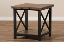 Load image into Gallery viewer, Baxton Studio Herzen Rustic Industrial Style Antique Black Textured Finished Metal Distressed Wood Occasional End Table
