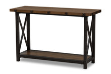 Load image into Gallery viewer, Baxton Studio Herzen Rustic Industrial Style Antique Black Textured Finished Metal Distressed Wood Occasional Console Table
