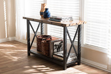 Load image into Gallery viewer, Baxton Studio Herzen Rustic Industrial Style Antique Black Textured Finished Metal Distressed Wood Occasional Console Table
