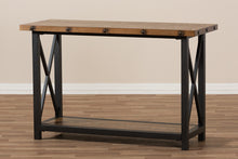 Load image into Gallery viewer, Baxton Studio Herzen Rustic Industrial Style Antique Black Textured Finished Metal Distressed Wood Occasional Console Table
