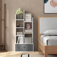 Load image into Gallery viewer, 7-Tier Open-Back Bookshelf with Drawer-White
