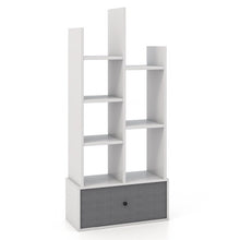 Load image into Gallery viewer, 7-Tier Open-Back Bookshelf with Drawer-White
