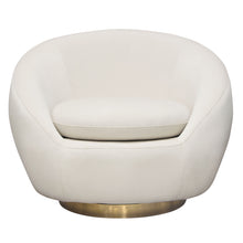 Load image into Gallery viewer, Celine Swivel Accent Chair in Light Cream Velvet w/ Brushed Gold Accent Band by Diamond Sofa
