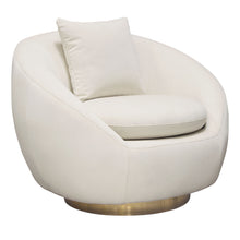 Load image into Gallery viewer, Celine Swivel Accent Chair in Light Cream Velvet w/ Brushed Gold Accent Band by Diamond Sofa
