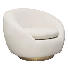 Load image into Gallery viewer, Celine Swivel Accent Chair in Light Cream Velvet w/ Brushed Gold Accent Band by Diamond Sofa
