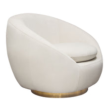 Load image into Gallery viewer, Celine Swivel Accent Chair in Light Cream Velvet w/ Brushed Gold Accent Band by Diamond Sofa
