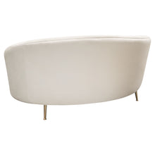 Load image into Gallery viewer, Celine Curved Sofa with Contoured Back in Light Cream Velvet and Gold Metal Legs by Diamond Sofa
