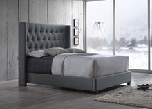 Load image into Gallery viewer, Baxton Studio Katherine Contemporary Grey Fabric Nail head Trim King Size Wingback Bed
