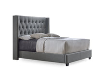 Load image into Gallery viewer, Baxton Studio Katherine Contemporary Grey Fabric Nail head Trim King Size Wingback Bed
