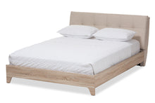 Load image into Gallery viewer, Baxton Studio Adelia Mid-Century Light Beige Whitewash Queen Size Platform Bed
