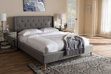Load image into Gallery viewer, Baxton Studio Adelaide Retro Modern Light Grey Fabric Upholstered Queen Size Platform Bed
