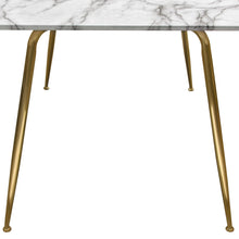 Load image into Gallery viewer, Chance Faux Marble Top Rectangular Dining Table w/ Brushed Gold Metal Legs by Diamond Sofa
