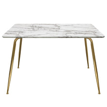 Load image into Gallery viewer, Chance Faux Marble Top Rectangular Dining Table w/ Brushed Gold Metal Legs by Diamond Sofa
