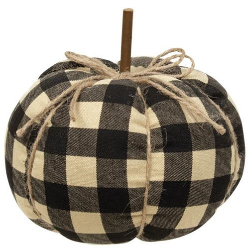 Small Black Buffalo Check Pumpkin (Pack of 2)