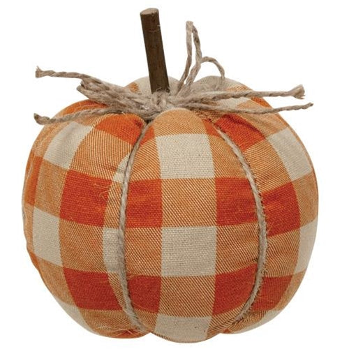 Small Orange Buffalo Check Pumpkin (Pack of 2)