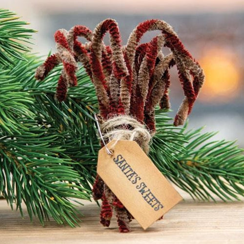 12/Set Antique Chenille Candy Canes (Pack of 2)