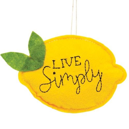 Live Simply Felt Lemon Ornament (Pack of 4)