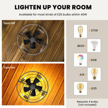 Load image into Gallery viewer, 20 Inch Caged Ceiling Fan with Light and 3 Wind Speeds-Coffee
