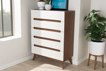 Load image into Gallery viewer, Baxton Studio Calypso Mid-Century Modern White and Walnut Wood 5-Drawer Storage Chest
