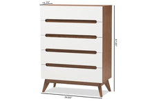 Load image into Gallery viewer, Baxton Studio Calypso Mid-Century Modern White and Walnut Wood 5-Drawer Storage Chest
