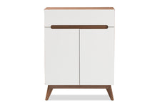 Load image into Gallery viewer, Baxton Studio Calypso Mid-Century Modern White and Walnut Wood Storage Shoe Cabinet
