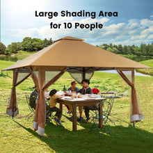 Load image into Gallery viewer, 13 x 13 Feet Pop-up Instant Canopy Tent with Mesh Sidewall-Coffee
