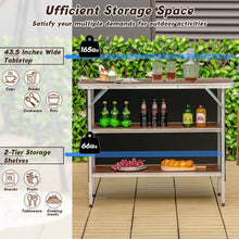 Load image into Gallery viewer, Folding Camping Table with 2-Tier Open Shelves for Outdoor BBQ-Coffee
