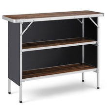 Load image into Gallery viewer, Folding Camping Table with 2-Tier Open Shelves for Outdoor BBQ-Coffee
