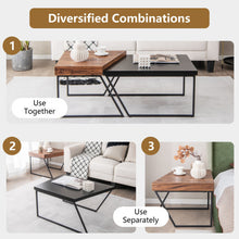 Load image into Gallery viewer, Coffee Table Set of 2 with Powder Coated Metal Legs-Black
