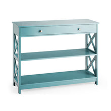 Load image into Gallery viewer, Console Table 3-Tier with Drawer and Storage Shelves-Turquoise
